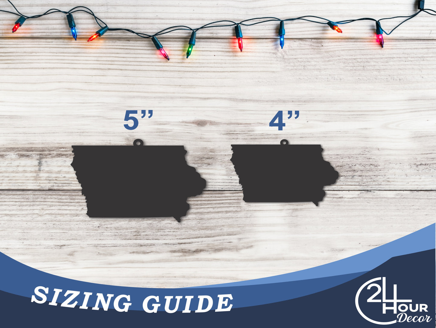 Custom Metal Iowa State Ornament | 4" to 5" | State Ornaments | 20+ Color Options