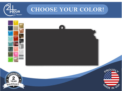 Custom Metal Kansas State Ornament | 4" to 5" | State Ornaments | 20+ Color Options