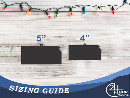 Custom Metal Kansas State Ornament | 4" to 5" | State Ornaments | 20+ Color Options