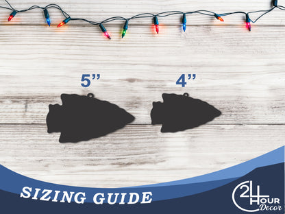 Custom Metal Arrowhead Ornament | 4" to 5" | State Ornaments | 20+ Color Options