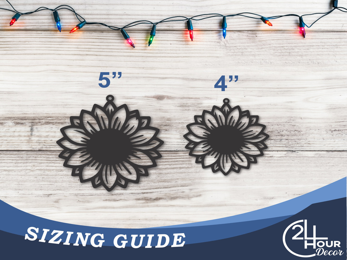 Custom Metal Sunflower Ornament | 4" to 5" | State Ornaments | 20+ Color Options