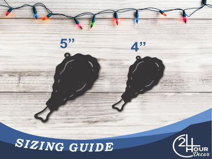 Custom Metal Fried Chicken Ornament | 4" to 5" | State Ornaments | 20+ Color Options