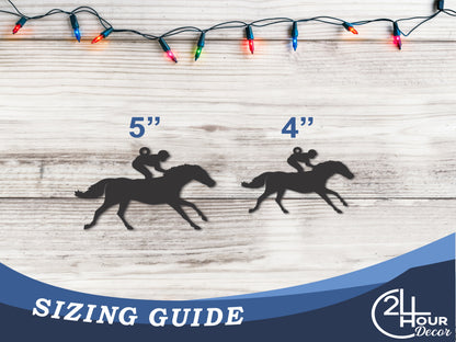 Custom Metal Horse and Jockey Ornament | 4" to 5" | State Ornaments | 20+ Color Options