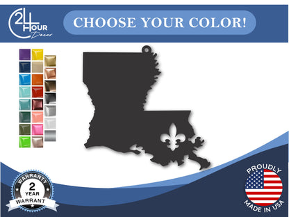 Custom Metal New Orleans Louisiana State Ornament | 4" to 5" | State Ornaments | 20+ Color Options