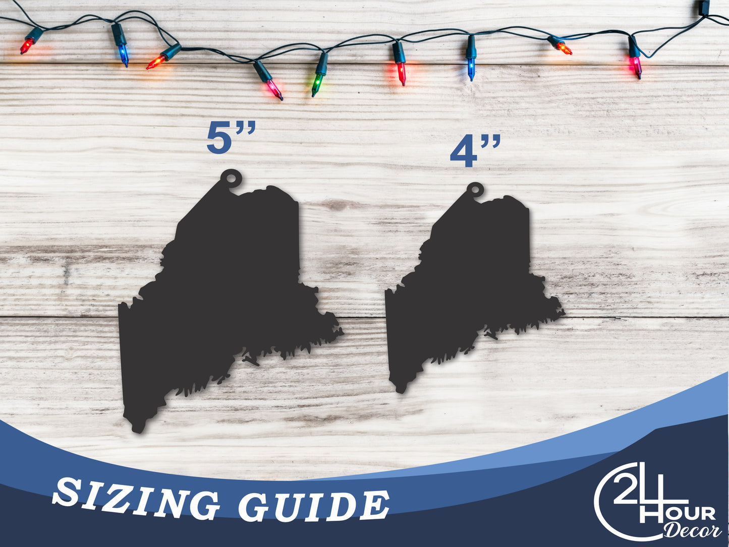 Custom Metal Maine State Ornament | 4" to 5" | State Ornaments | 20+ Color Options