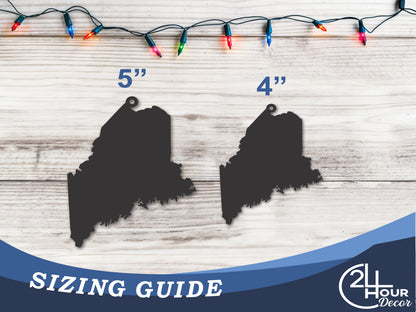 Custom Metal Maine State Ornament | 4" to 5" | State Ornaments | 20+ Color Options