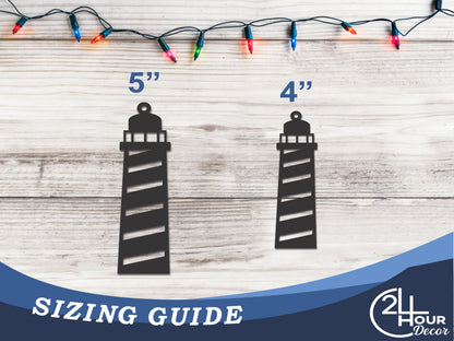 Custom Metal Lighthouse Ornament | 4" to 5" | State Ornaments | 20+ Color Options