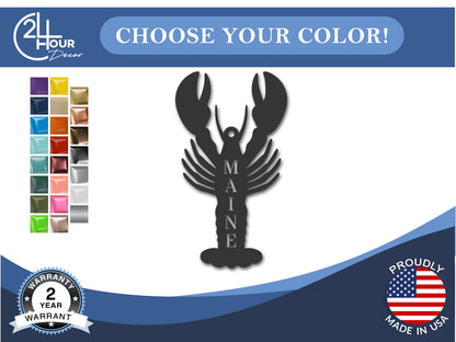Custom Metal Maine Lobster State Ornament | 4" to 5" | State Ornaments | 20+ Color Options