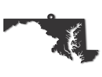 Custom Metal Maryland State Ornament | 4" to 5" | State Ornaments | 20+ Color Options