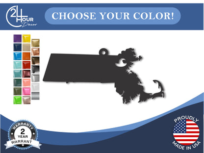 Custom Metal Salem Massachusetts State Ornament | 4" to 5" | State Ornaments | 20+ Color Options