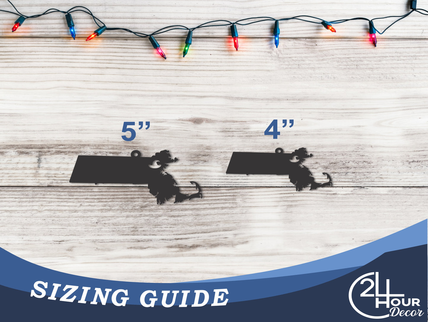 Custom Metal Salem Massachusetts State Ornament | 4" to 5" | State Ornaments | 20+ Color Options