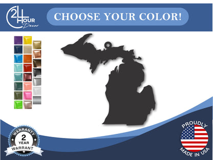 Custom Metal Michigan State Ornament | 4" to 5" | State Ornaments | 20+ Color Options