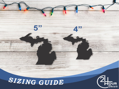 Custom Metal Michigan State Ornament | 4" to 5" | State Ornaments | 20+ Color Options