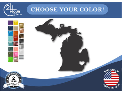 Custom Metal Detroit Michigan State Ornament | 4" to 5" | State Ornaments | 20+ Color Options