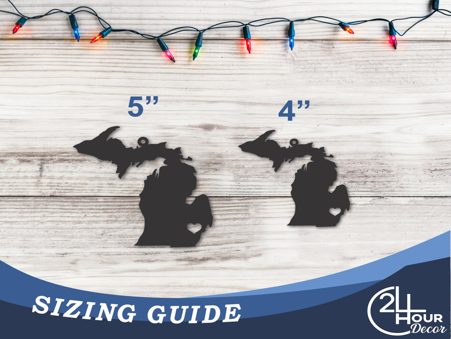 Custom Metal Detroit Michigan State Ornament | 4" to 5" | State Ornaments | 20+ Color Options