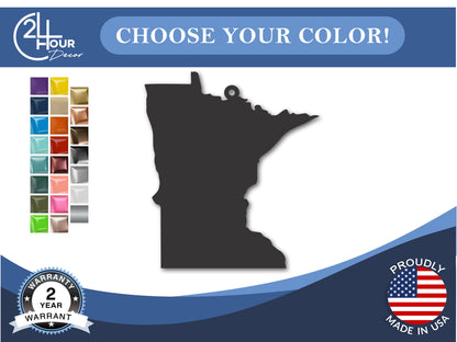 Custom Metal Minnesota State Ornament | 4" to 5" | State Ornaments | 20+ Color Options