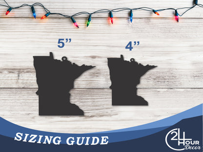 Custom Metal Minnesota State Ornament | 4" to 5" | State Ornaments | 20+ Color Options