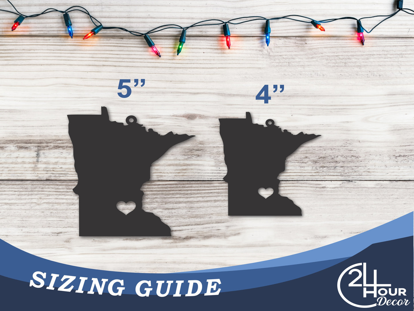 Custom Metal Minneapolis Minnesota State Ornament | 4" to 5" | State Ornaments | 20+ Color Options