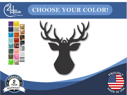 Custom Metal Deer Head Ornament | 4" to 5" | State Ornaments | 20+ Color Options