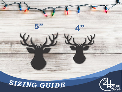 Custom Metal Deer Head Ornament | 4" to 5" | State Ornaments | 20+ Color Options