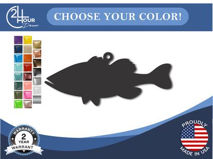 Custom Metal Bass Fish Ornament | 4" to 5" | State Ornaments | 20+ Color Options
