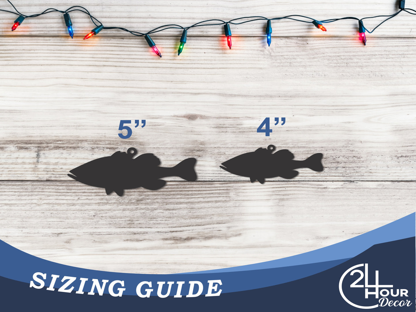 Custom Metal Bass Fish Ornament | 4" to 5" | State Ornaments | 20+ Color Options