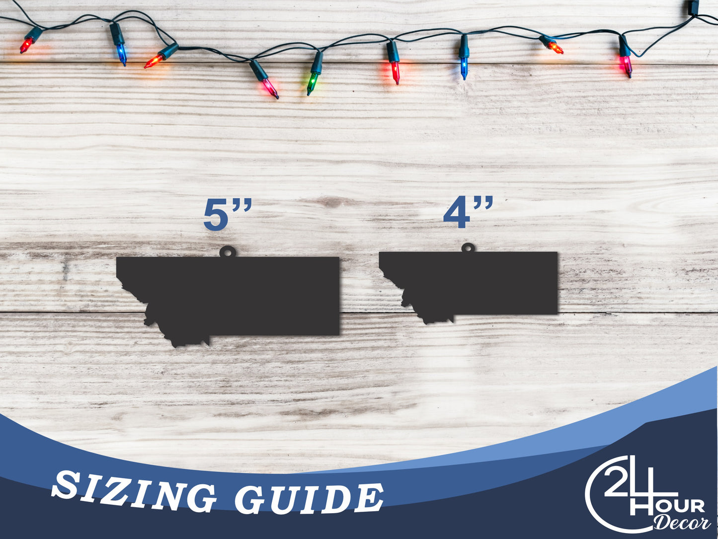 Custom Metal Montana State Ornament | 4" to 5" | State Ornaments | 20+ Color Options