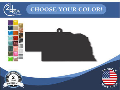 Custom Metal Nebraska State Ornament | 4" to 5" | State Ornaments | 20+ Color Options