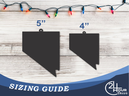 Custom Metal Nevada State Ornament | 4" to 5" | State Ornaments | 20+ Color Options