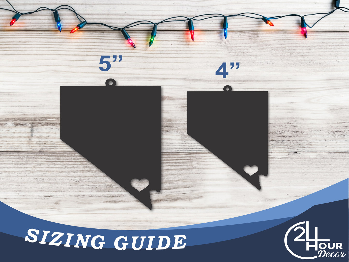 Custom Metal Las Vegas Nevada State Ornament | 4" to 5" | State Ornaments | 20+ Color Options