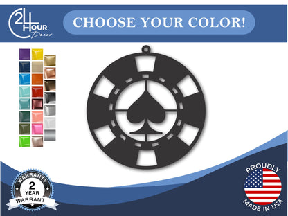Custom Metal Poker Chip Ornament | 4" to 5" | State Ornaments | 20+ Color Options