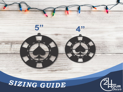 Custom Metal Poker Chip Ornament | 4" to 5" | State Ornaments | 20+ Color Options