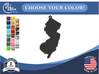 Custom Metal New Jersey State Ornament | 4" to 5" | State Ornaments | 20+ Color Options
