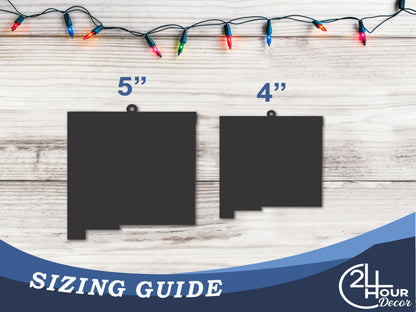 Custom Metal New Mexico State Ornament | 4" to 5" | State Ornaments | 20+ Color Options