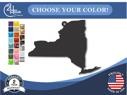 Custom Metal New York State Ornament | 4" to 5" | State Ornaments | 20+ Color Options