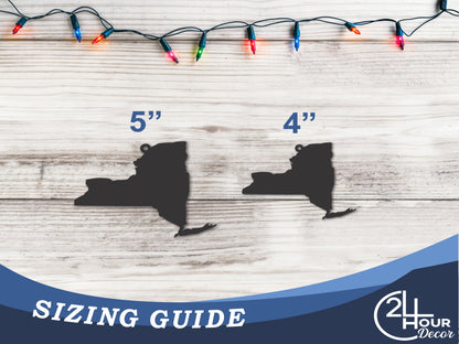 Custom Metal New York State Ornament | 4" to 5" | State Ornaments | 20+ Color Options