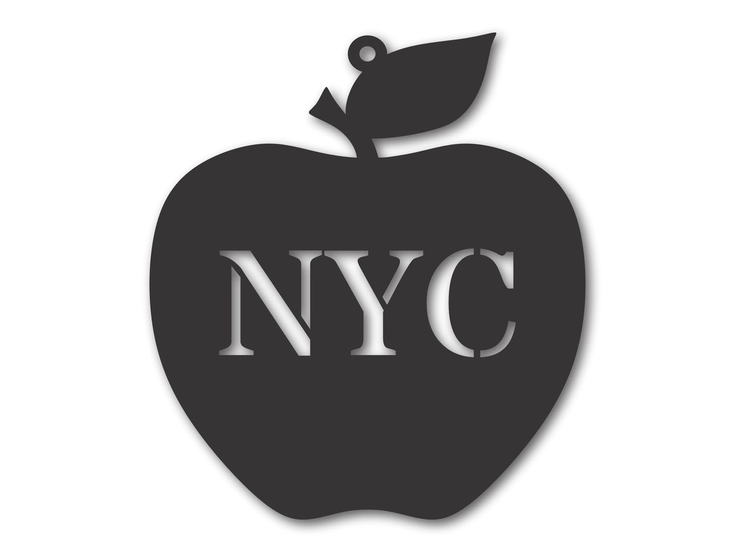 Custom Metal NYC Apple New York State Ornament | 4" to 5" | State Ornaments | 20+ Color Options