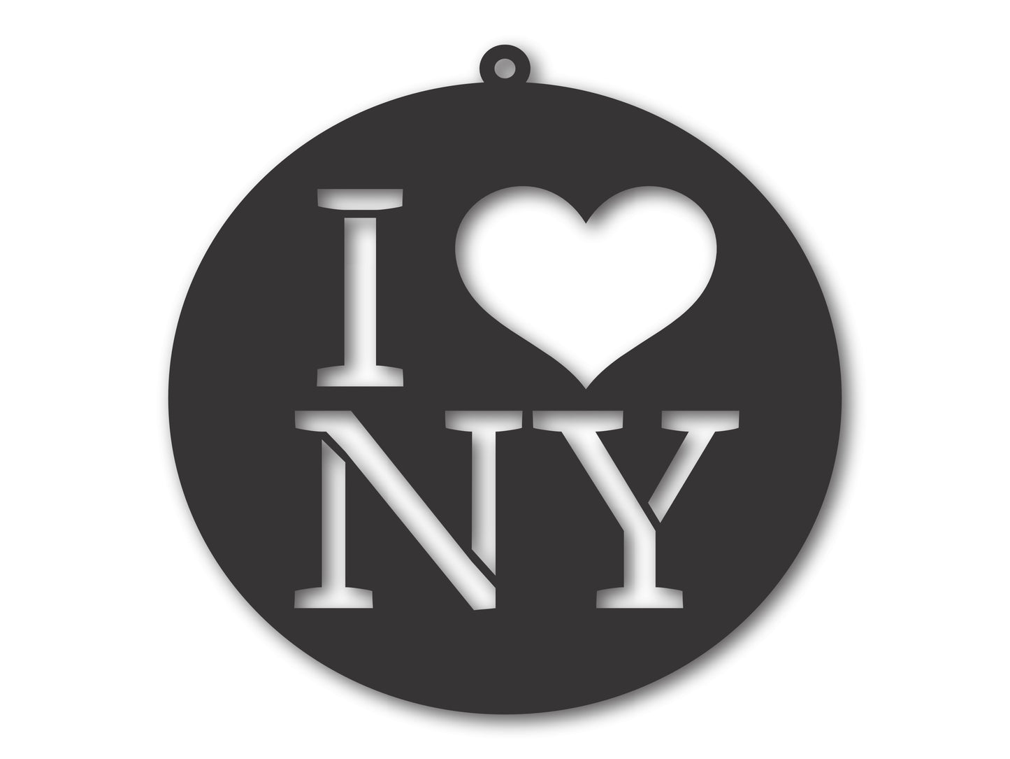 Custom Metal I Love NY New York State Ornament | 4" to 5" | State Ornaments | 20+ Color Options