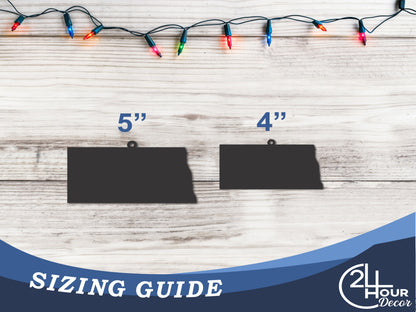 Custom Metal North Dakota State Ornament | 4" to 5" | State Ornaments | 20+ Color Options