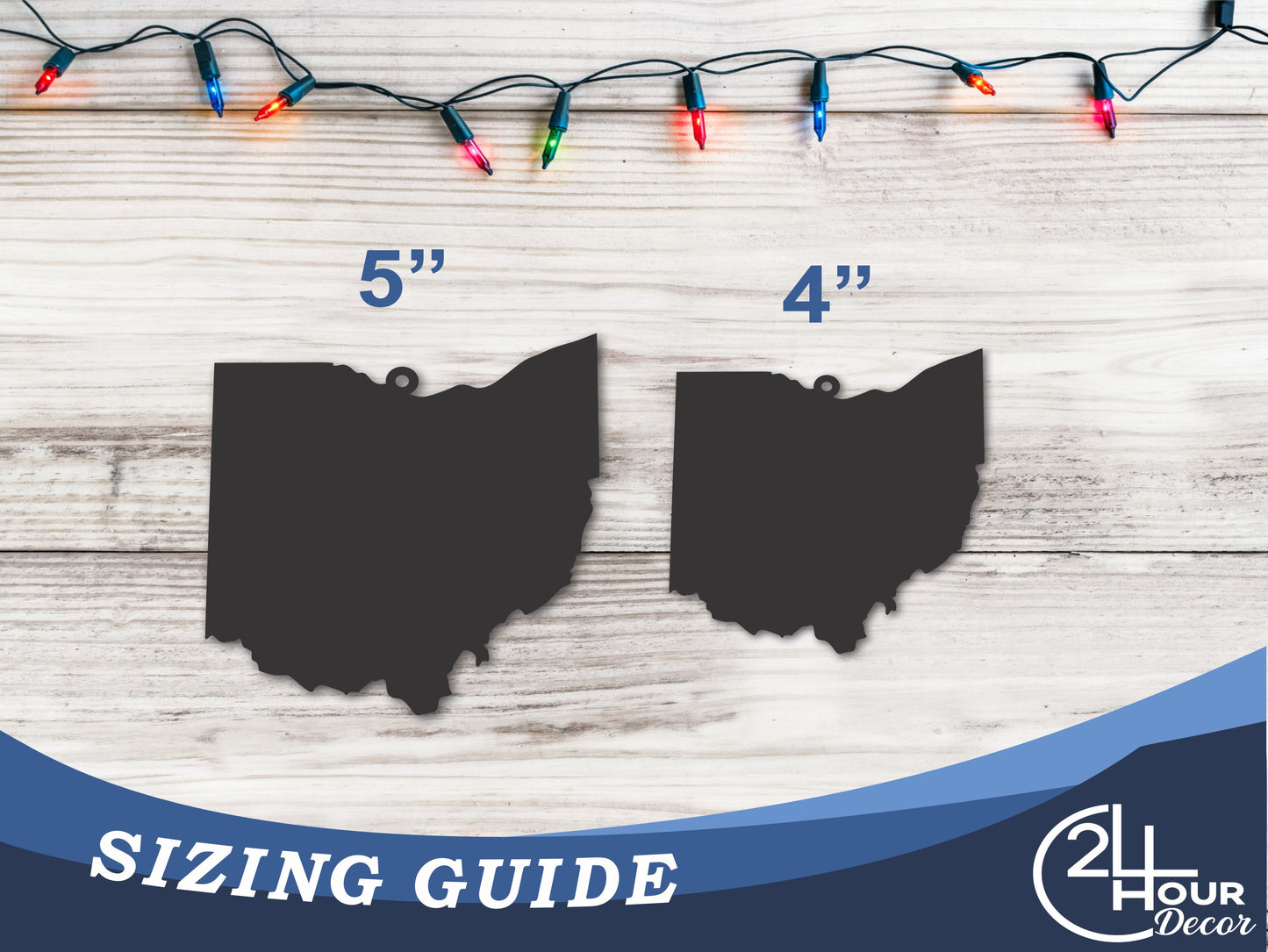 Custom Metal Ohio State Ornament | 4" to 5" | State Ornaments | 20+ Color Options