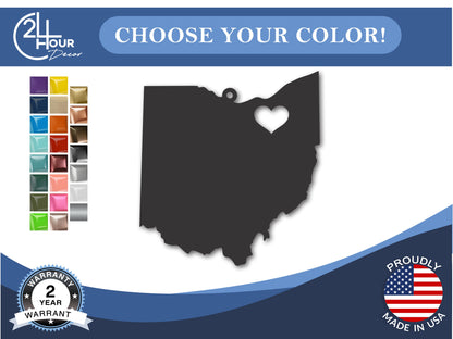 Custom Metal Clevland Ohio State Ornament | 4" to 5" | State Ornaments | 20+ Color Options