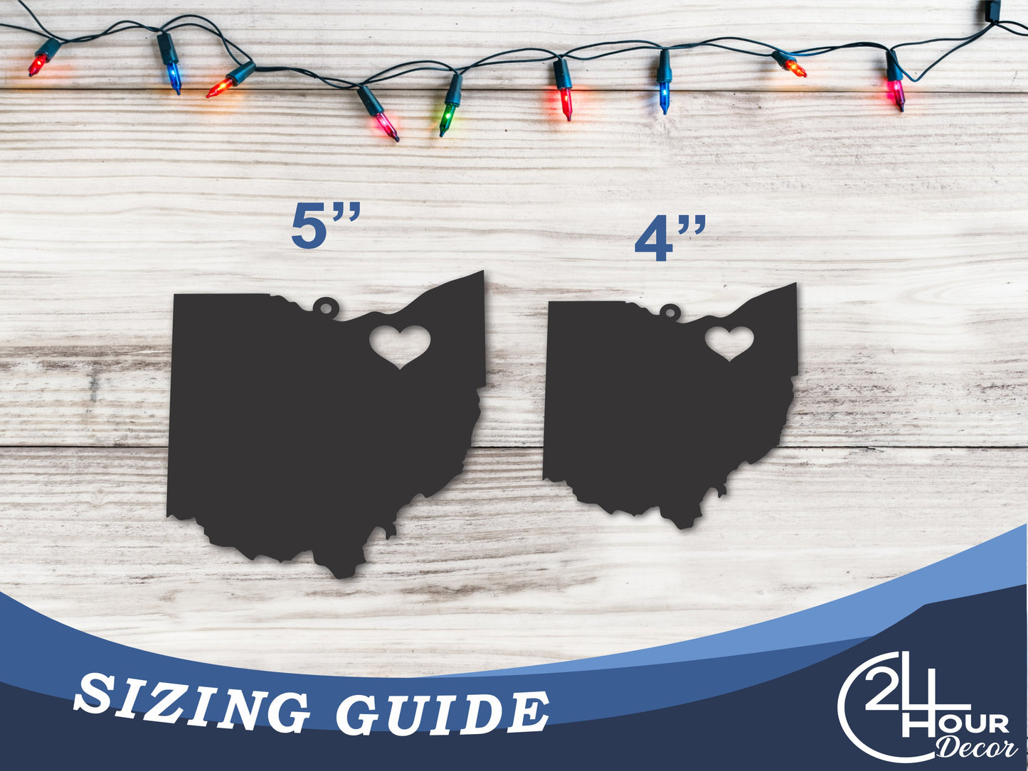 Custom Metal Clevland Ohio State Ornament | 4" to 5" | State Ornaments | 20+ Color Options