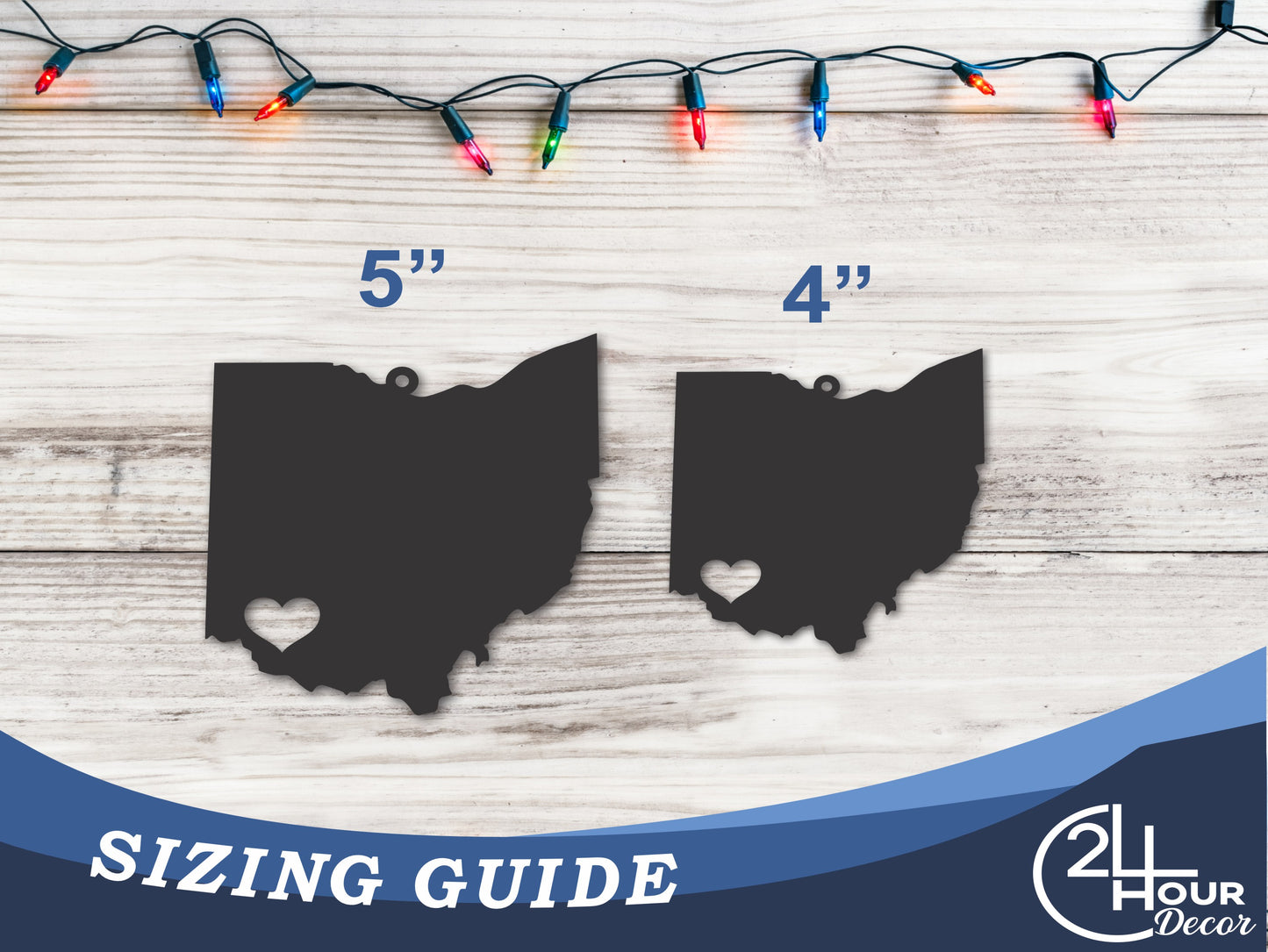 Custom Metal Cincinnati Ohio State Ornament | 4" to 5" | State Ornaments | 20+ Color Options