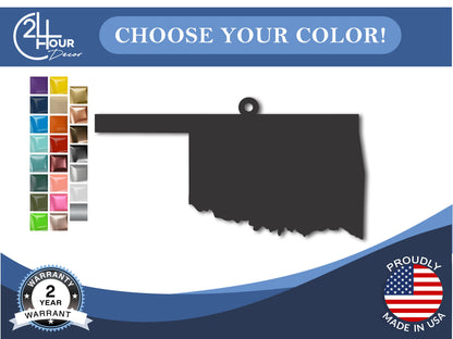 Custom Metal Oklahoma State Ornament | 4" to 5" | State Ornaments | 20+ Color Options