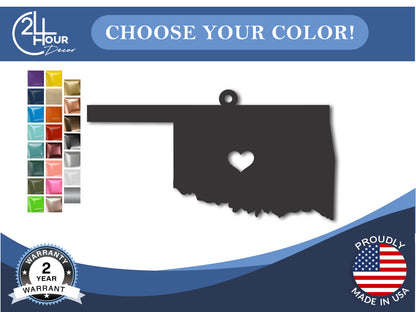 Custom Metal Oklahoma City Oklahoma State Ornament | 4" to 5" | State Ornaments | 20+ Color Options