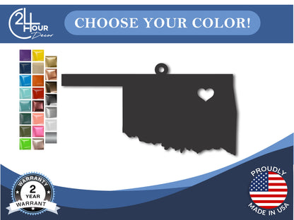 Custom Metal Tulsa Oklahoma State Ornament | 4" to 5" | State Ornaments | 20+ Color Options