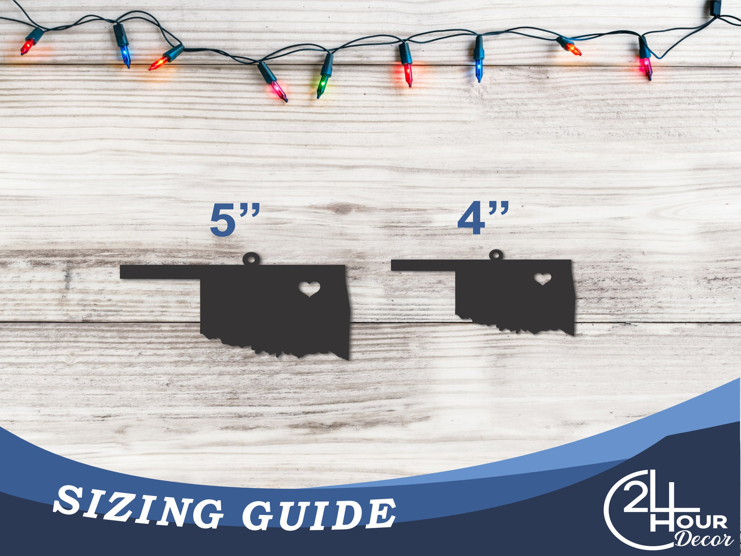 Custom Metal Tulsa Oklahoma State Ornament | 4" to 5" | State Ornaments | 20+ Color Options