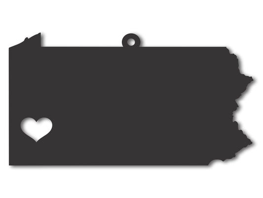 Custom Metal Pittsburgh Pennsylvania State Ornament | 4" to 5" | State Ornaments | 20+ Color Options