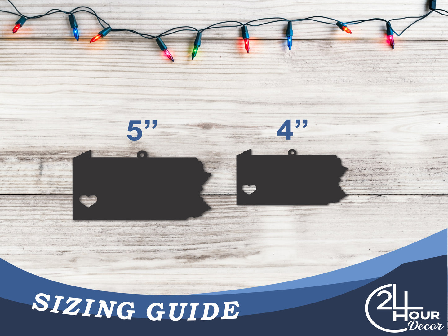 Custom Metal Pittsburgh Pennsylvania State Ornament | 4" to 5" | State Ornaments | 20+ Color Options