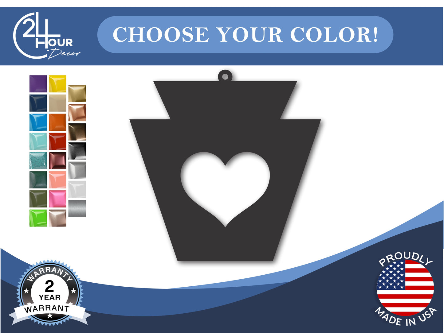 Custom Metal Keystone Icon Pennsylvania State Ornament | 4" to 5" | State Ornaments | 20+ Color Options